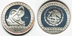 Estados Unidos gold & silver Uncertified Proof "Aztec" Peso Set 1992, 1) 25 Peso - Mexico City mint, KM554. 27mm. ASW 0.2497. oz. 2) 50 Peso - Mexico ...