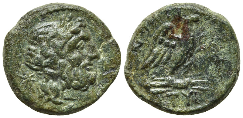 SICILY. Tyndaris. Ae (Early 2nd century BC). 

Obv: Laureate head of Zeus righ...