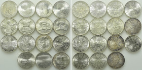 15 x 50 Schilling Silver Coins of Austria (18.00 gr. fine per piece)