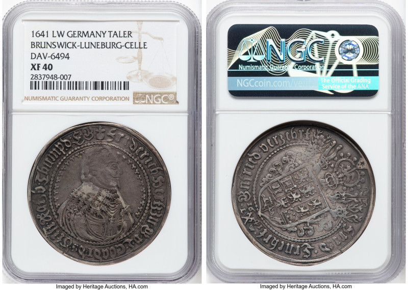 Brunswick-Lüneburg-Celle. Friedrich Taler 1641-LW XF40 NGC, Goslar mint, KM146.2...