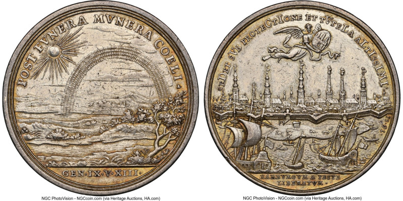 Hamburg. Free City silver "End of Plague" Medal 1714 AU53 NGC, Gaed-1734, Brett-...