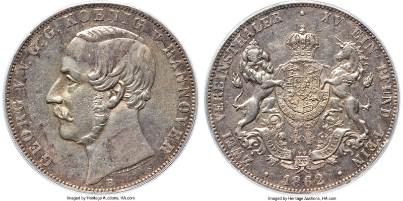 Hannover. Georg V 2 Taler 1862-B AU53 PCGS, Hannover mint, KM240. HID09801242017...
