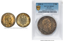 Prussia. Friedrich III 5 Mark 1888-A MS65 PCGS, Berlin mint, KM512, J-99. Approaching the peak of certified status in such enviable Gem Mint State con...