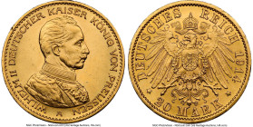 Prussia. Wilhelm II gold 20 Mark 1914-A UNC Details (Cleaned) NGC, Berlin mint, KM537, J-243. HID09801242017 © 2024 Heritage Auctions | All Rights Res...