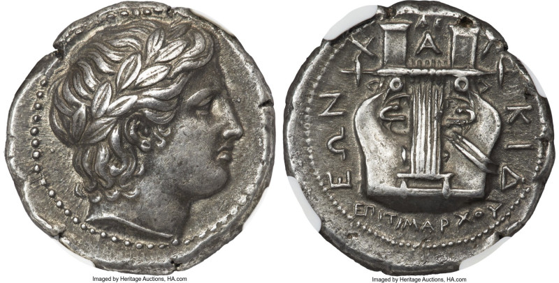 MACEDON. Chalcidian League. Ca. 432-348 BC. AR tetradrachm (24mm, 14.38 gm, 11h)...