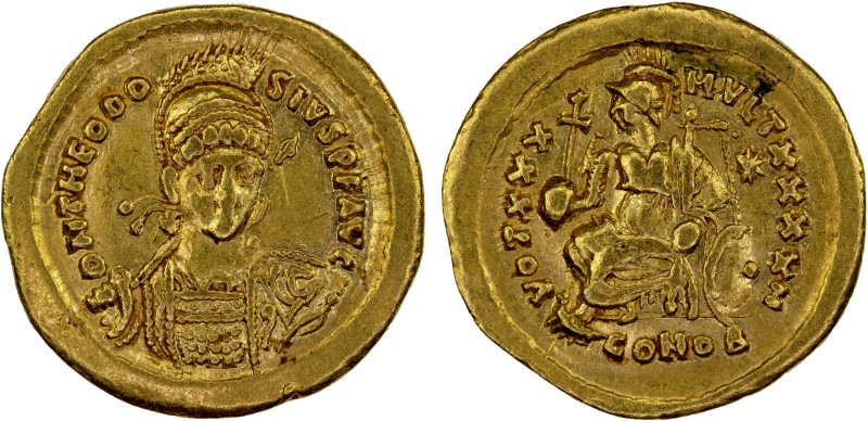 ROMAN EMPIRE: Theodosius II, 402-450 AD, AV solidus (4.39g), Constantinople, 430...