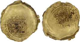 KHWARIZMSHAH: Muhammad, 1200-1220, AV dinar (3.77g), MM/NM, DM, A-1712, unusual style, about 25% flat strike (not noted on the slab), NGC graded MS61....