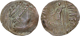 YUEH CHI: Anonymous, 1st century BC, AE tetradrachm (13.97g), Senior-A21.1T, imitating Heliokles I of Bactria, diademed and draped bust right // Zeus ...