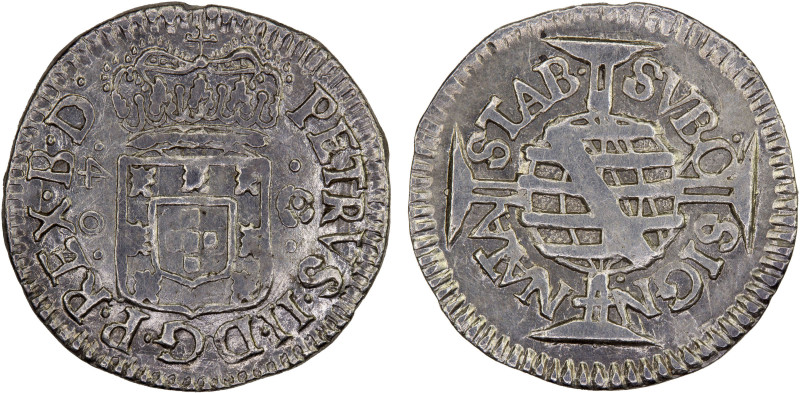 BRAZIL: Pedro II, 1695-1698, AR 40 reis, ND (1695-1698), KM-76, once lightly cle...