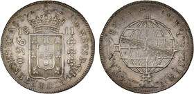 BRAZIL: Joao, as Prince Regent, 1799-1818, AR 960 reis (26.98g), 1811-R, KM-307.3, struck over 1808-So (F)J Chile 8 reales (KM-51), better date for ho...