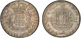 BRAZIL: Joao VI, 1818-1822, AR 960 reis, 1820-B, KM-326.2, overstruck on 1775 Spanish Colonial 8 reales, lightly toned, PCGS graded AU55, ex Almer H. ...