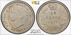 CANADA: Victoria, 1858-1901, AR 10 cents, 1871, KM-3, PCGS graded AU50.

Estimate: USD 75 - 125