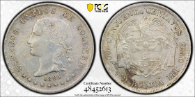 COLOMBIA: AR 50 centavos, 1884, KM-177.1, Bogota Mint, Restrepo-308.14, PCGS graded AU50.

Estimate: USD 50 - 100