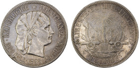 HAITI: Republic, AR gourde, 1895, KM-46, a few extremely light hairlines, AU.

Estimate: USD 100 - 150