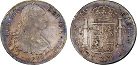 MEXICO: Carlos IV, 1788-1808, AR 8 reales, 1799-Mo, KM-109, assayer FM, lightly cleaned, blue and pink toning, VF.

Estimate: USD 100 - 150