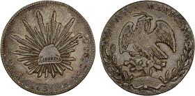 MEXICO: Republic, AR 4 reales, 1863/2-Mo, KM-375.6, assayer CH, exceptional strike, nice old original toning, XF.

Estimate: USD 120 - 200