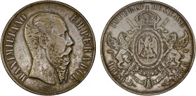 MEXICO: Maximiliano, 1864-1867, AR peso, 1866-Mo, KM-388.1, lightly cleaned, two-year type, VF.

Estimate: USD 100 - 150