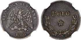 MEXICO: Republic, AR medal, 1886, Grove-Pb1A, struck with the planchet and obverse of a 5 centavos KM 398, attributed to a Sonoran festival, once ligh...