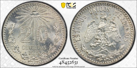 MEXICO: Estados Unidos, AR 20 centavos, 1925-Mo, KM-438, a fantastic example, PCGS graded MS66.

Estimate: USD 75 - 125