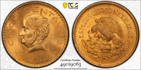 MEXICO: Estados Unidos, AE 5 centavos, 1954-Mo, KM-424, lovely red luster, PCGS graded MS65 RD.

Estimate: USD 30 - 50