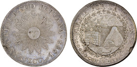 PERU: South Peru, AR 8 reales, Cuzco, 1838, KM-170.4, trace of mount, faint scratches on obverse, Choice XF, ex Hans Mondorf Collection.

Estimate: ...