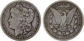 UNITED STATES: AR Morgan dollar, 1882-CC, KM-110, Fine.

Estimate: USD 100 - 150