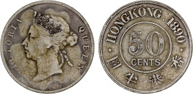 HONG KONG: Victoria, 1841-1901, AR 50 cents, 1890, KM-9.1, better date, F-VF.

Estimate: USD 100 - 150