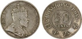 HONG KONG: Edward VII, 1901-1910, AR 50 cents, 1905, KM-15, pleasing appearance, VF-XF.

Estimate: USD 60 - 90