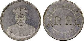 KIAUCHAU: 10 pfennig token, ND (1910), Menzel-4287.1.2, made in nickel-plated brass, uniformed facing bust of Friedrich Wilhelm Voigt, the "Captain of...