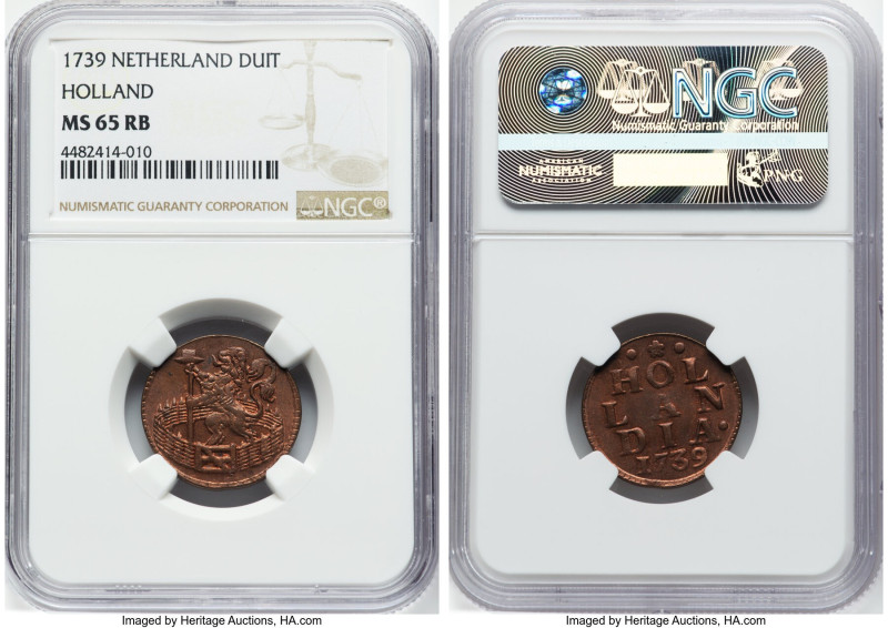 Holland. Provincial Duit 1739 MS65 Red and Brown NGC, KM80. HID09801242017 © 202...