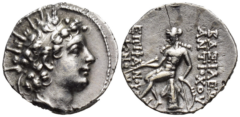 Seleukid Empire, Antiochos VI Dionysos AR Drachm. Antioch on the Orontes. 4.8 Gr...