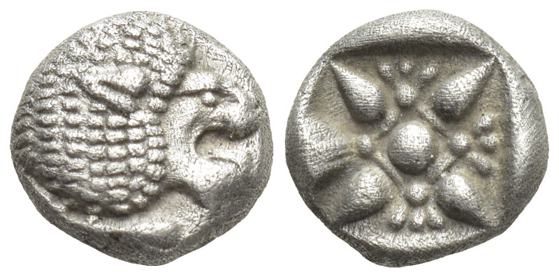 Ionia. Miletos circa 525-475 BC. Diobol AR (8mm, 1.15 g) Forepart of lion to lef...