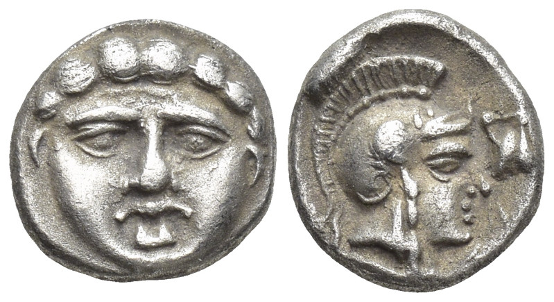 Pisidia. Selge circa 350-300 BC. Obol AR (10mm, 1.0 g) Facing gorgoneion / Head ...