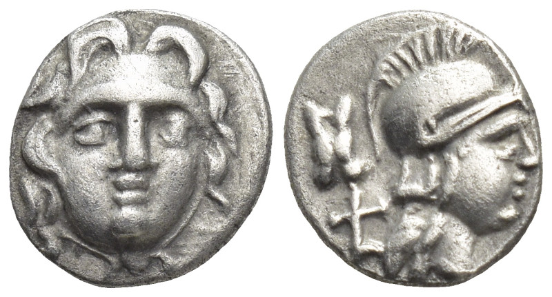 PISIDIA. Selge. (Circa 350-300 BC) AR Obol (10mm, 0.9 g). Obv: Facing gorgoneion...