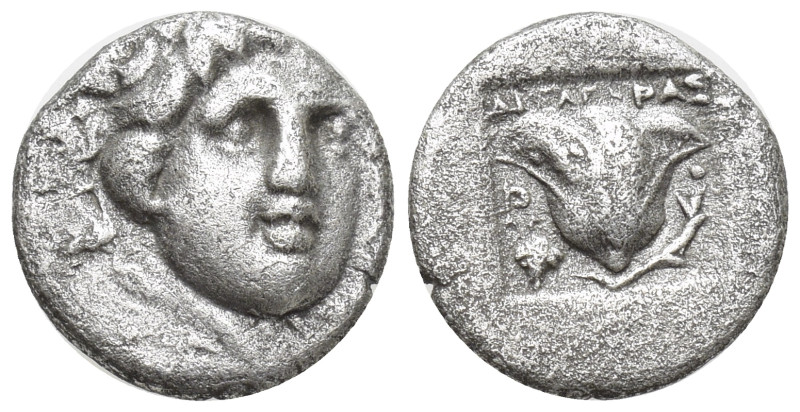 ISLANDS off Caria, Rhodos. AR Hemidrachm, (10mm, 1.5 g). Circa 170-150 BC. Dexag...