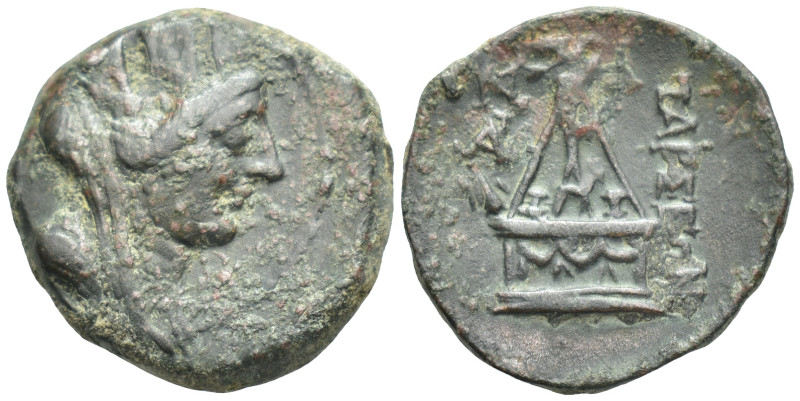 Cilicia, Tarsos Æ (20mm, 7.0 g). Circa 164-27 BC. Veiled, draped and turreted bu...