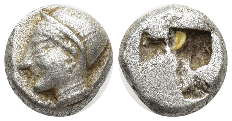 Ionia, Phokaia. AR Diobol (7mm, 1.3 g), c. 510-494 BC. Obv. Archaic female head ...
