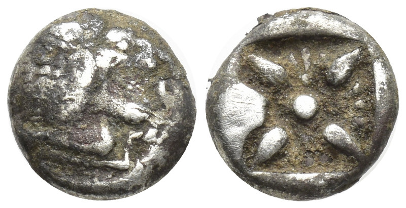 Ionia. Miletos circa 525-475 BC. Diobol AR (7mm, 0,95 g) Forepart of lion to lef...