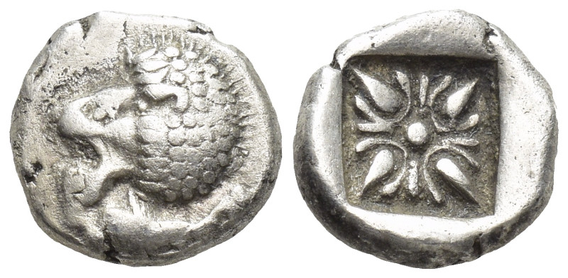 Ionia. Miletos circa 525-475 BC. Diobol AR (9mm, 1.2 g) Forepart of lion to righ...