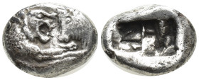 KINGS of LYDIA. Kroisos (Circa 564/53-550/39 BC). AR Siglos (14mm. 5,0 g) Obv: Confronted foreparts of lion and bull. Rev: Two incuse square punches.