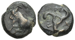 DYNASTS OF LYCIA. Perikles, circa 380-360 BC. AE (10mm, 1.2 g). Forepart of goat left Rev: Triskeles.