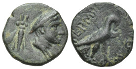 LYCIA. Termessos minor. (Circa 1st BC). AE (10mm. 1.0 g) Draped bust of Hermes right, wearing petasos; behind, bee. Rev. Eagle standing right on keryk...
