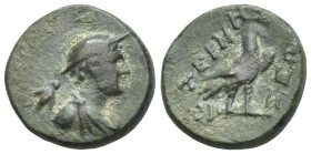 LYCIA. Termessos minor. (Circa 1st BC). AE (11mm. 1.5 g) Draped bust of Hermes right, wearing petasos; behind, bee. Rev. Eagle standing right on keryk...
