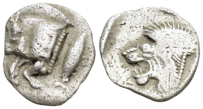 MYSIA. Kyzikos. Obol (Circa 525-475 BC). (0.78 Gr. 10mm.)
Forepart of boar left;...