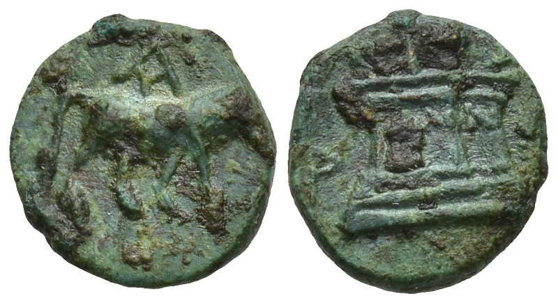 MYSIA. Parium. (Circa 2nd-1st centuries BC) AE Bronze (0.80 Gr. 9mm.)
 Bull stan...