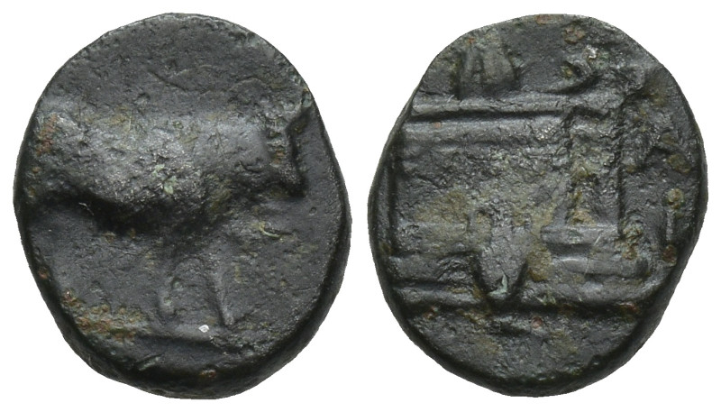 MYSIA. Parium. (Circa 2nd-1st centuries BC) AE Bronze (0.99 Gr. 9mm.)
 Bull stan...