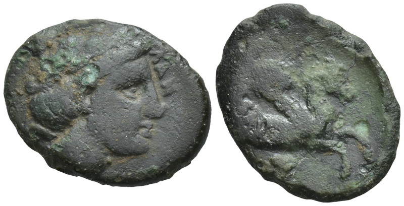 Mysia, Lampsakos. Ae, (17mm, 4.9 g). Circa 400-200 BC. Obv: Female head right Re...