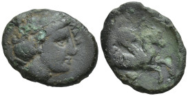 Mysia, Lampsakos. Ae, (17mm, 4.9 g). Circa 400-200 BC. Obv: Female head right Rev: Forepart of Pegasos right.
