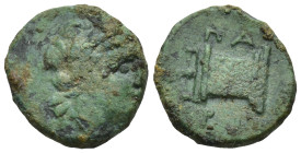 Mysia, Parion. civic issue. 2nd-1st century B.C. AE (1.1 Gr. 11mm.)
 Female head (Demeter?) right 
Rev. The Great Altar of Parion, lighted, within inc...