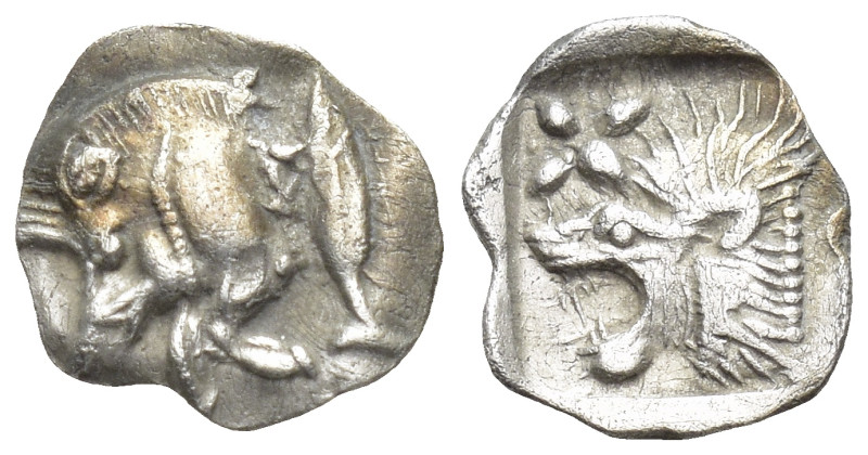 Mysia. Kyzikos circa 525-475 BC. Hemiobol AR (9mm, 0,41 g) Forepart of boar to l...